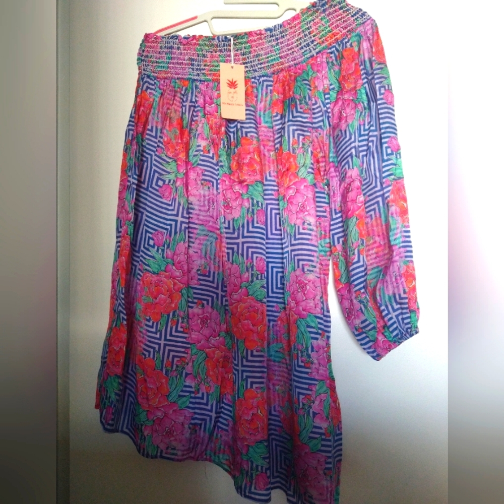 My Happy Cabaña , Flower, red, pink, royal blue Size one size